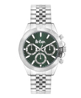 Lee Cooper Men's  Multifunction Watch Dark green Dial With Silver Metal Band,LC07963.370